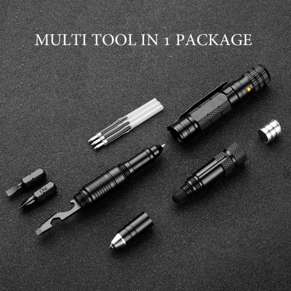 Versatile Tactical Pen All-in-One Pen with Emergency Flashlight, Screwdriver, Bottle Opener, Window Breaker – Ideal for Outdoor Survival and Self-Rescue EDC - Image 2