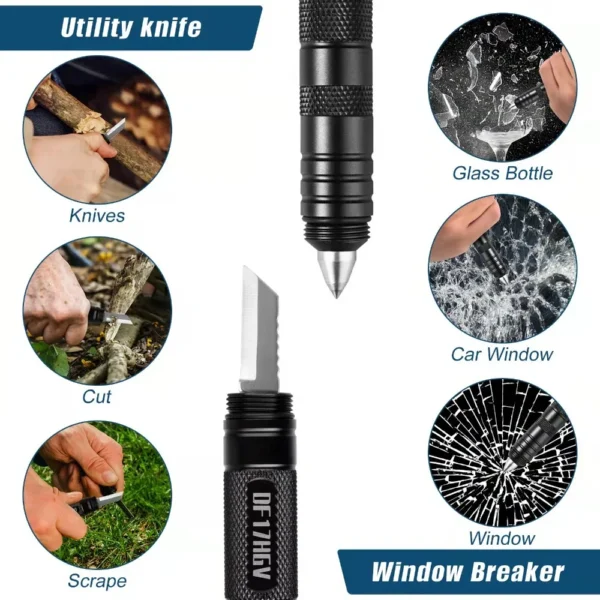 Outdoor Tactical Pen A Comprehensive Tool for Survival, Self-Defense, Rescue, Hiking, and Camping, Equipped with Compass - Image 3