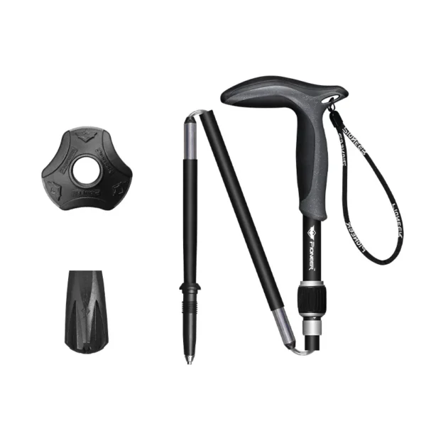 Carbon Fiber T-Handle Walking Stick: Durable, Matte Finish, 5 Sections, Ultralight Design – Ideal Trekking Pole for Outdoor Adventures and Camping