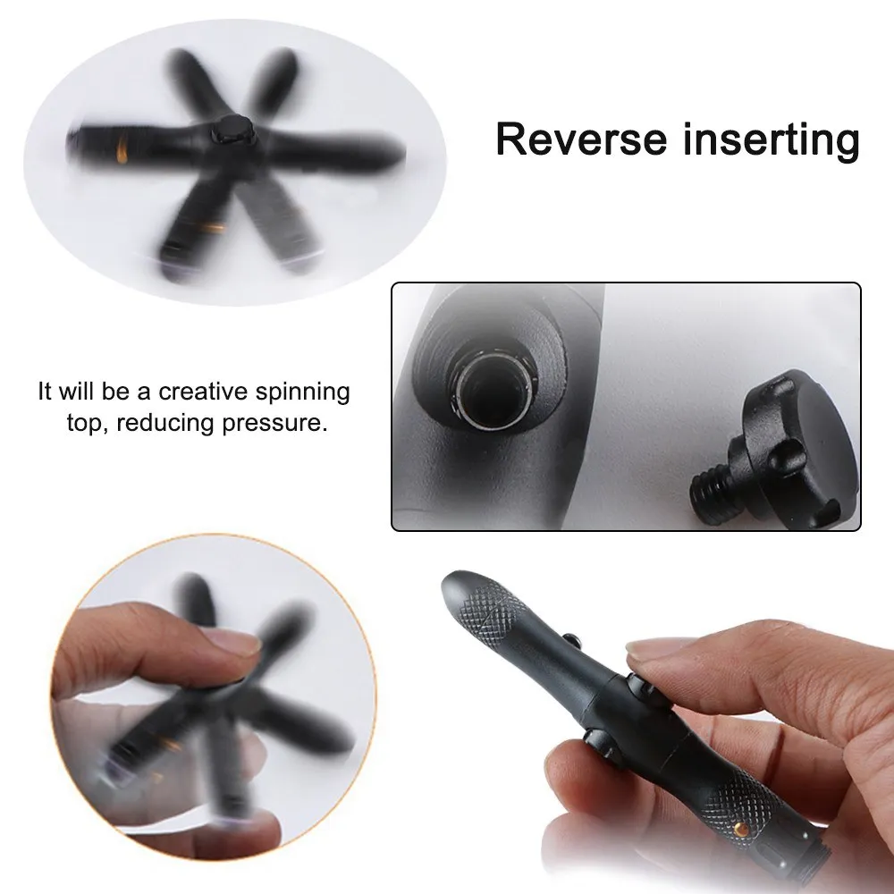 Aluminum Alloy Tactical Pen Multi-Functional Fingertip Gyro Pen with Light, Glass Breaker, and Survival Tools for Anti-Wolf Defense and Decompression
