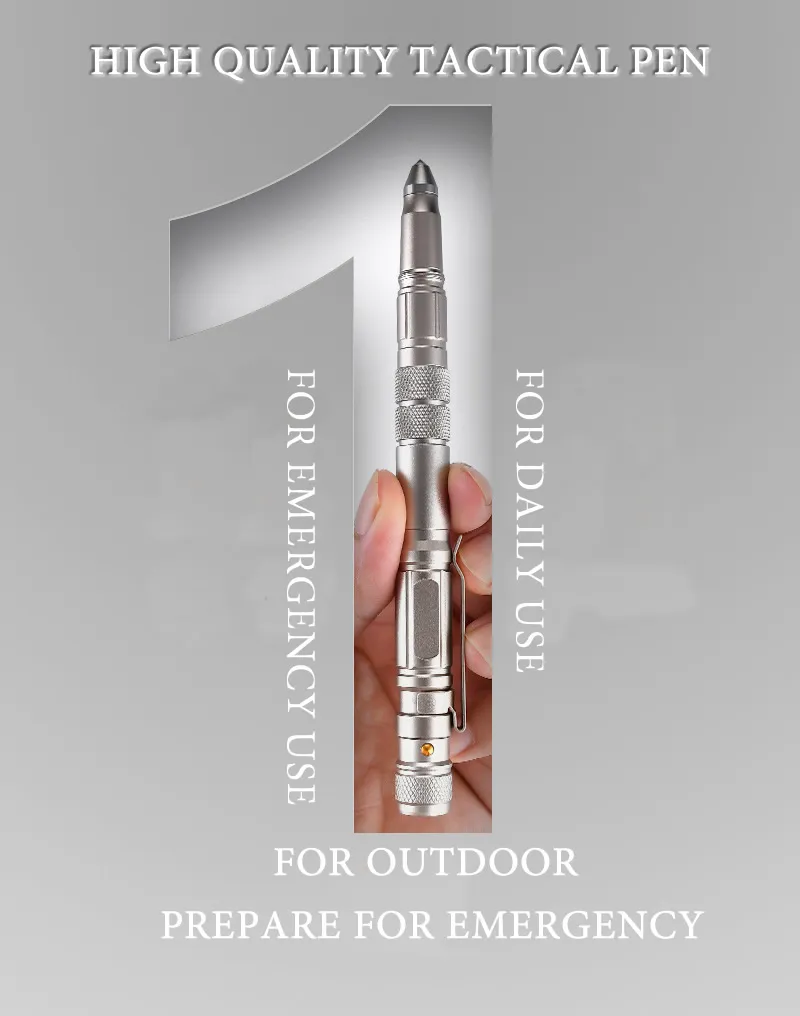 Military-Grade Multi-Function Self-Defense Pen with Emergency Flashlight, Strobe, Bottle Opener, Window Breaker, and Outdoor Survival Features for EDC