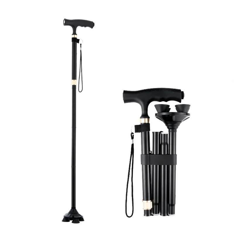 Telescopic Folding Walking Cane with Aluminum Alloy Construction, Doubling as a Baton and Crutch for Hiking, Trekking, and North Pole Expeditions