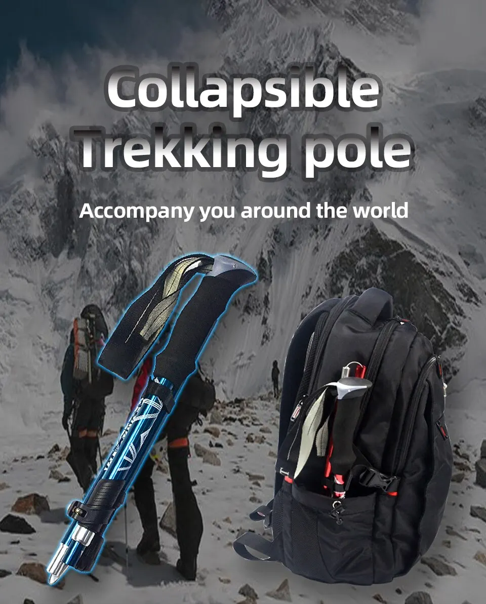Portable Telescopic Trekking Pole: A Convenient 5-Section Outdoor Foldable Walking and Hiking Stick for Nordic Elderly