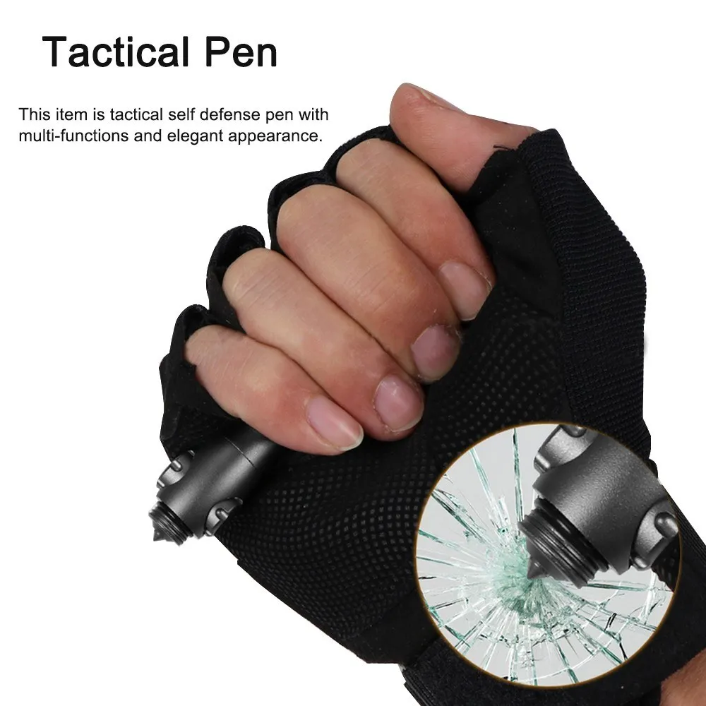 Aluminum Alloy Tactical Pen Multi-Functional Fingertip Gyro Pen with Light, Glass Breaker, and Survival Tools for Anti-Wolf Defense and Decompression