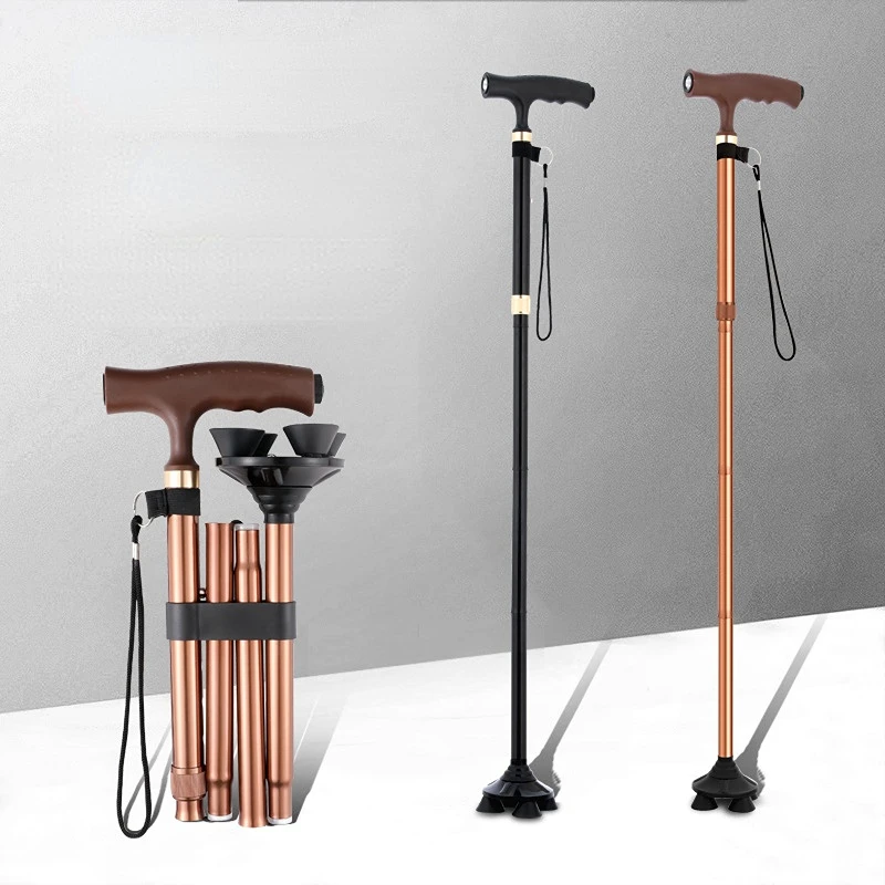 Telescopic Folding Walking Cane with Aluminum Alloy Construction, Doubling as a Baton and Crutch for Hiking, Trekking, and North Pole Expeditions