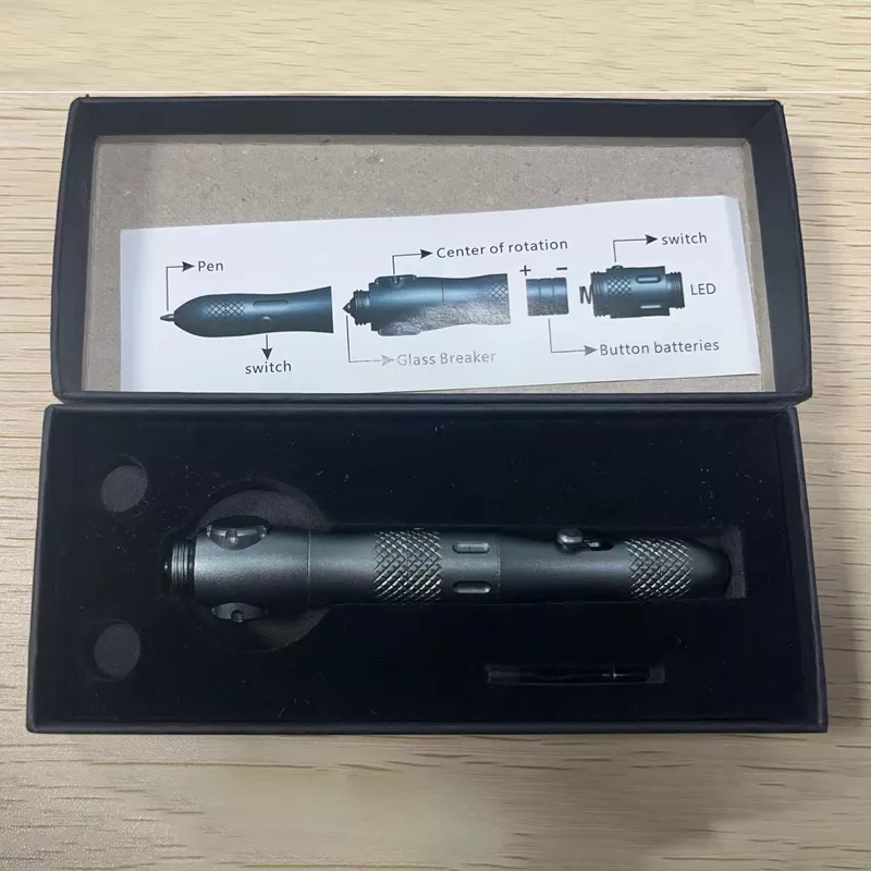 Aluminum Alloy Tactical Pen Multi-Functional Fingertip Gyro Pen with Light, Glass Breaker, and Survival Tools for Anti-Wolf Defense and Decompression