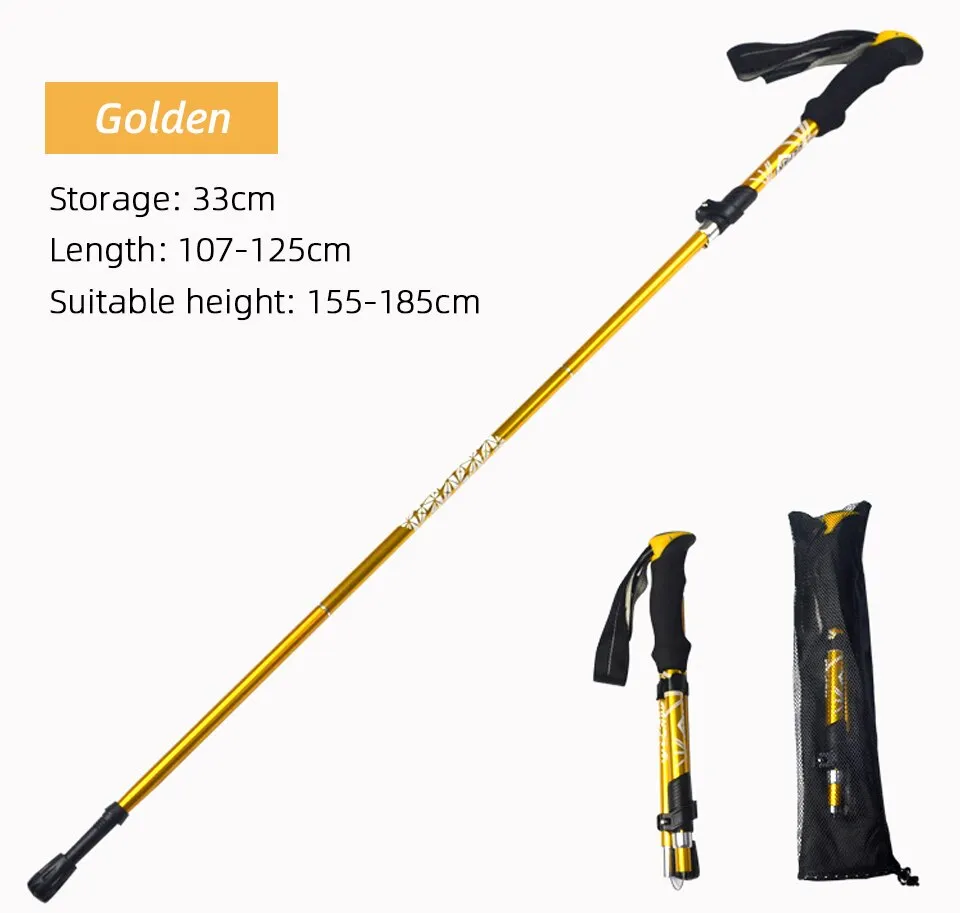 Portable Telescopic Trekking Pole: A Convenient 5-Section Outdoor Foldable Walking and Hiking Stick for Nordic Elderly