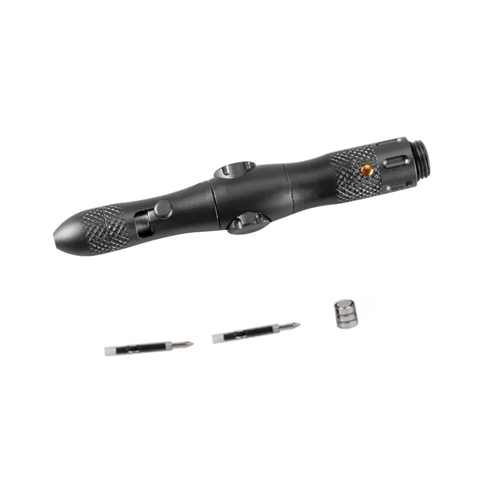 Aluminum Alloy Tactical Pen Multi-Functional Fingertip Gyro Pen with Light, Glass Breaker, and Survival Tools for Anti-Wolf Defense and Decompression