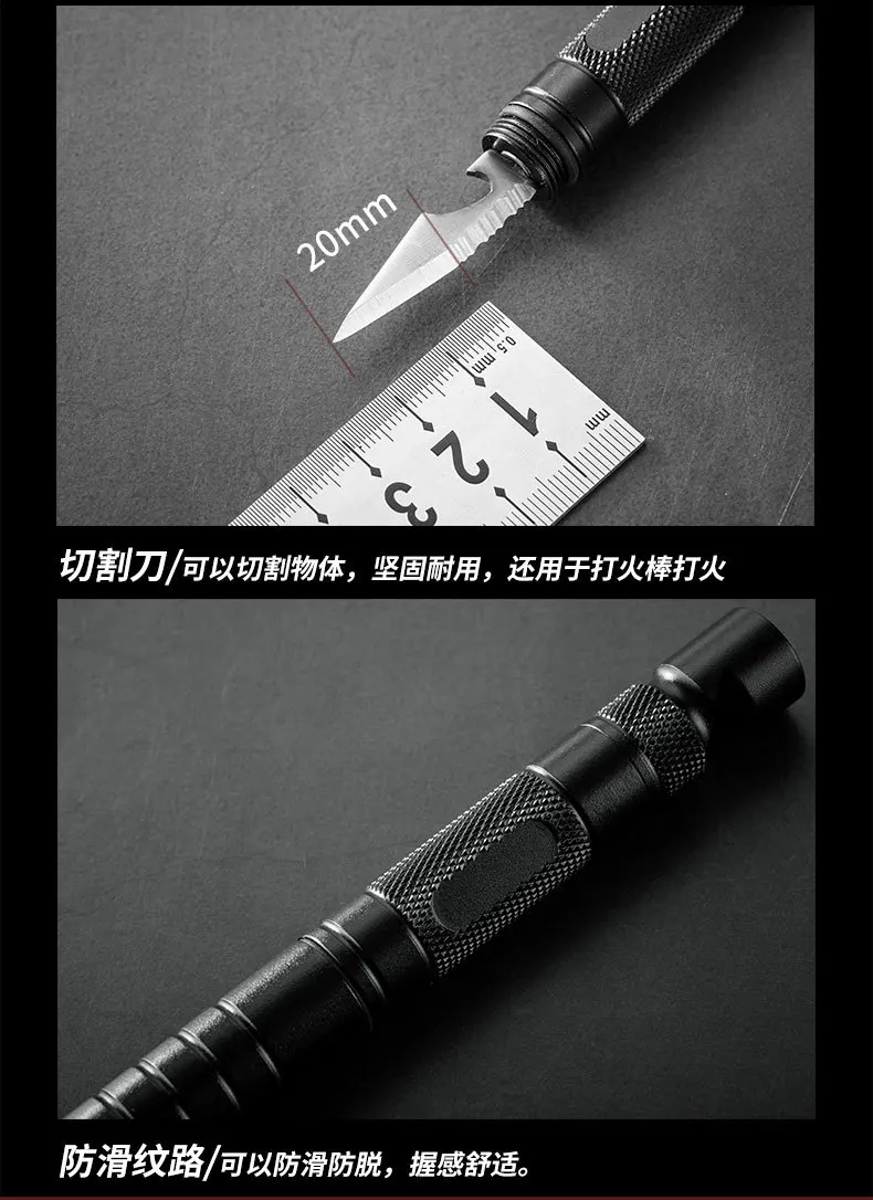 Tactical Survival Gear All-in-One Multitool with Lighter (Fuel not Included), Fishing Tool, Glass Breaker, Whistle, and Camping Blade