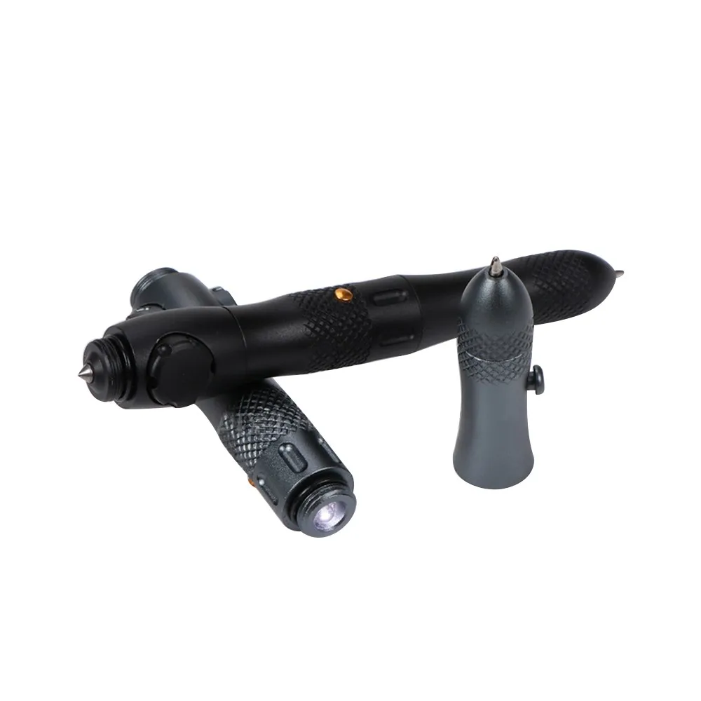 Aluminum Alloy Tactical Pen Multi-Functional Fingertip Gyro Pen with Light, Glass Breaker, and Survival Tools for Anti-Wolf Defense and Decompression
