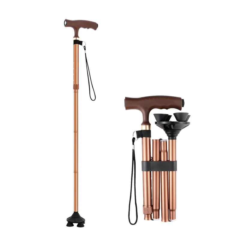 Telescopic Folding Walking Cane with Aluminum Alloy Construction, Doubling as a Baton and Crutch for Hiking, Trekking, and North Pole Expeditions