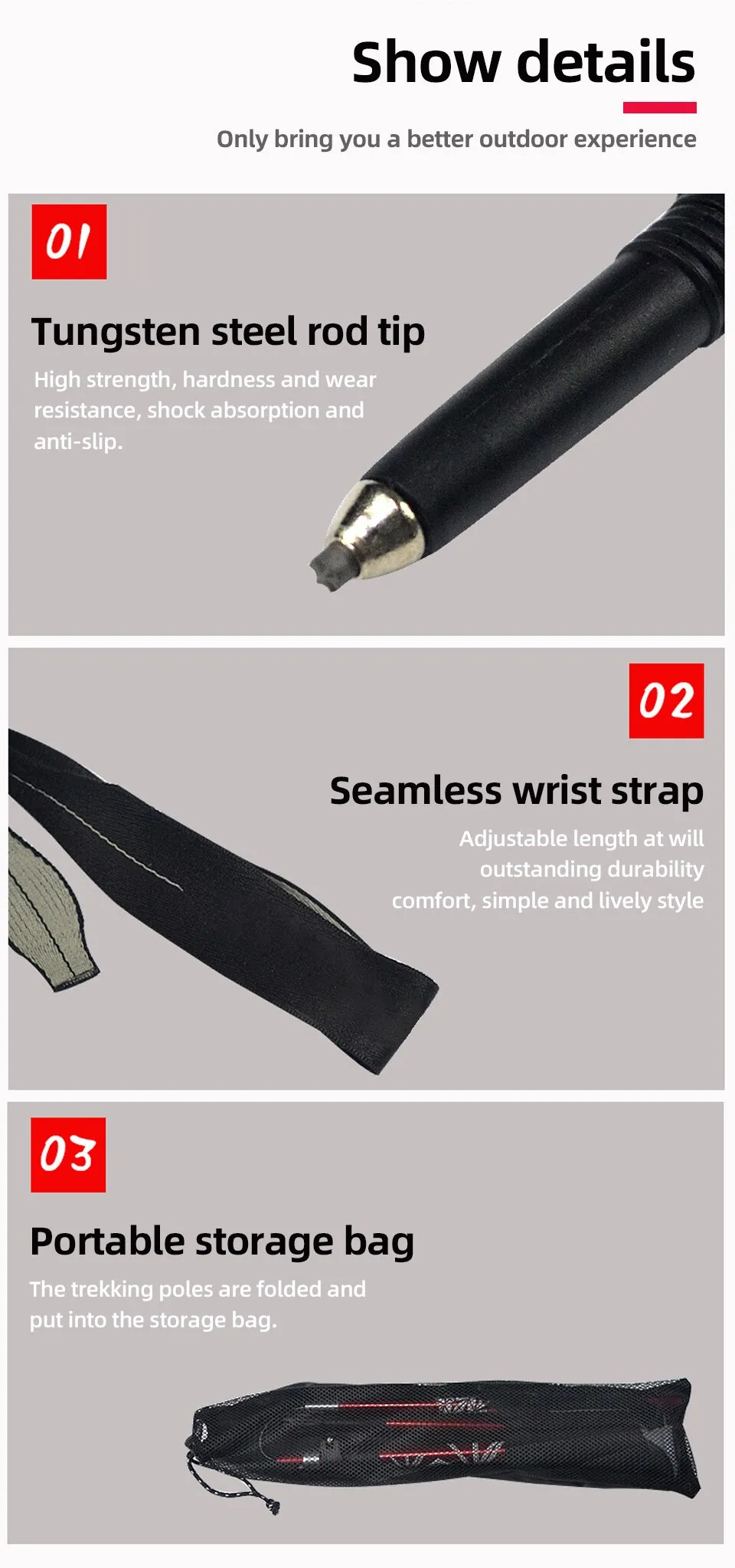 Portable Telescopic Trekking Pole: A Convenient 5-Section Outdoor Foldable Walking and Hiking Stick for Nordic Elderly