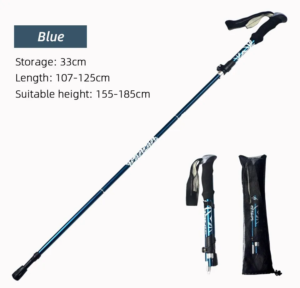 Portable Telescopic Trekking Pole: A Convenient 5-Section Outdoor Foldable Walking and Hiking Stick for Nordic Elderly