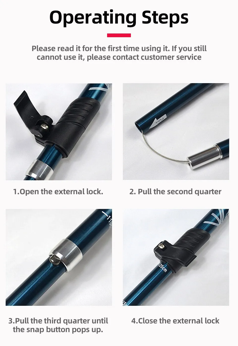 Portable Telescopic Trekking Pole: A Convenient 5-Section Outdoor Foldable Walking and Hiking Stick for Nordic Elderly