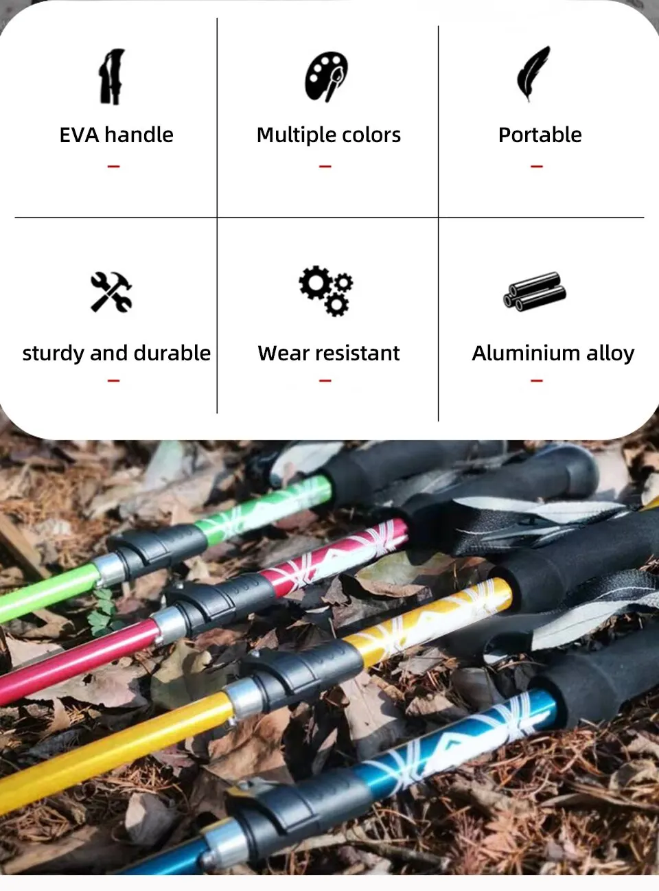 Portable Telescopic Trekking Pole: A Convenient 5-Section Outdoor Foldable Walking and Hiking Stick for Nordic Elderly