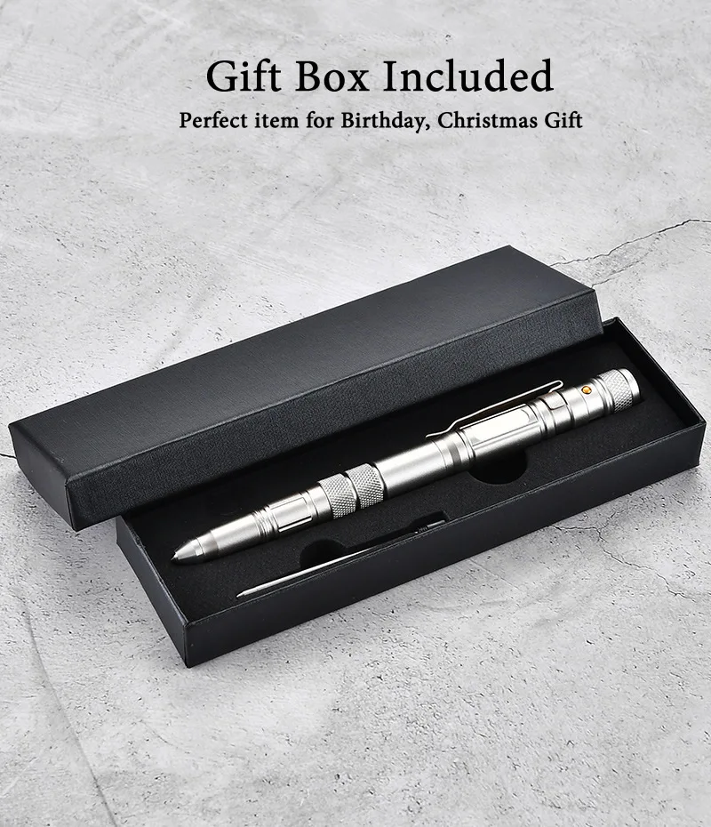 Military-Grade Multi-Function Self-Defense Pen with Emergency Flashlight, Strobe, Bottle Opener, Window Breaker, and Outdoor Survival Features for EDC