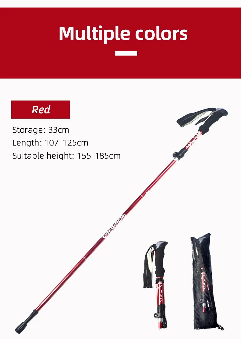 Portable Telescopic Trekking Pole: A Convenient 5-Section Outdoor Foldable Walking and Hiking Stick for Nordic Elderly