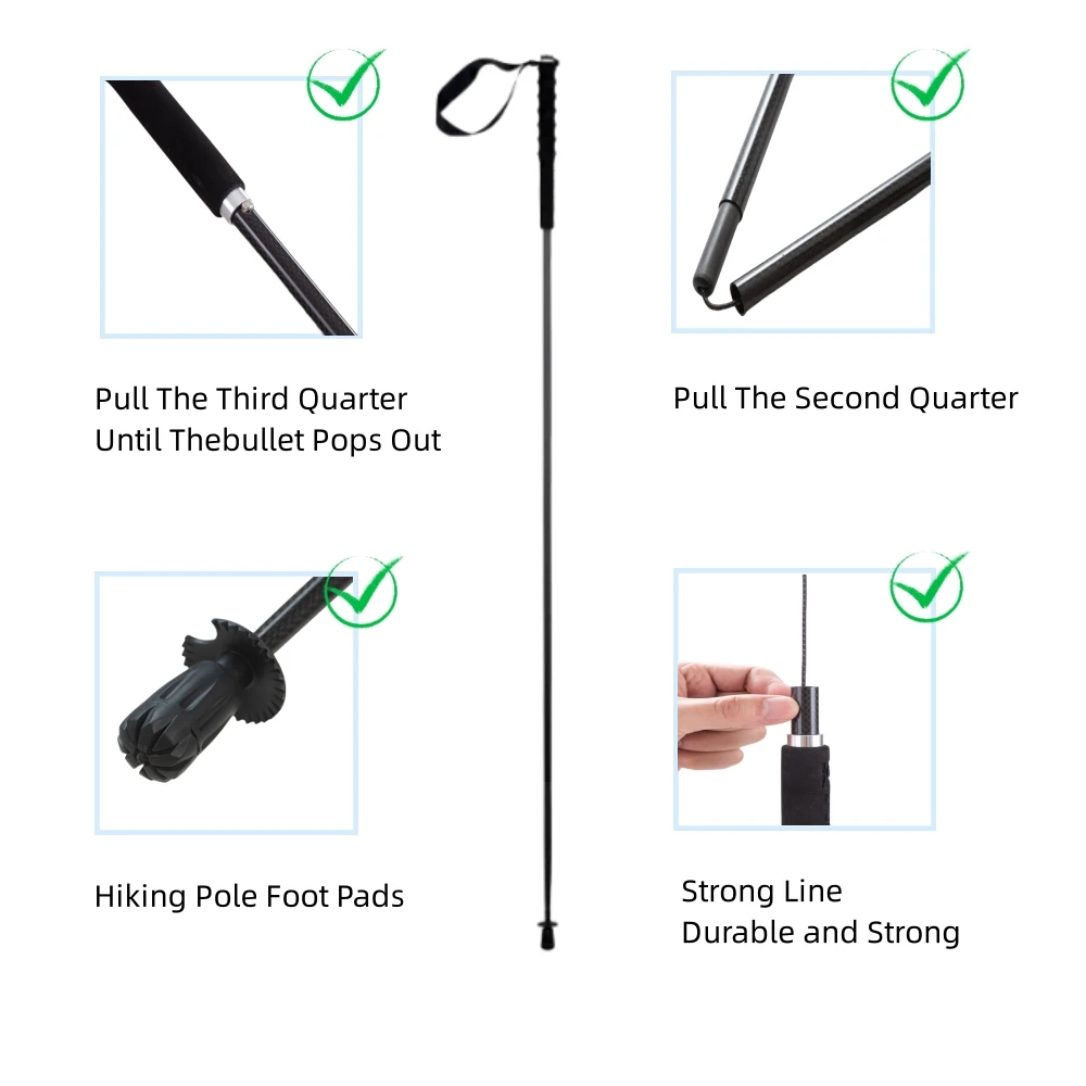 Foldable Carbon Fiber Trekking Poles Ultra-Lightweight Hiking Sticks for Walking and Trekking