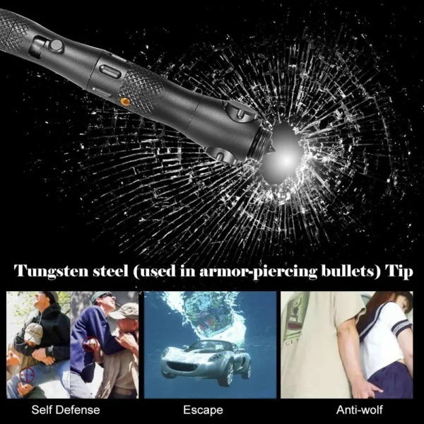 Aluminum Alloy Tactical Pen Multi-Functional Fingertip Gyro Pen with Light, Glass Breaker, and Survival Tools for Anti-Wolf Defense and Decompression - Image 7