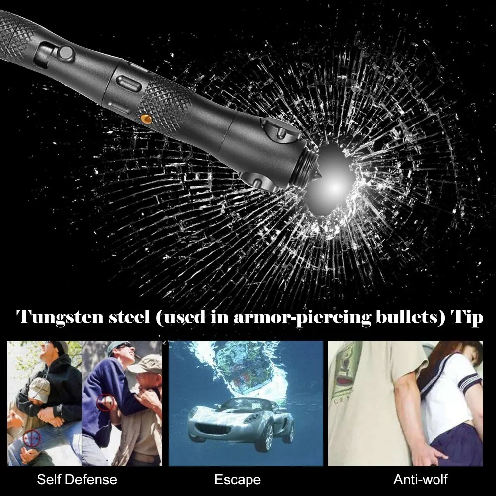 Aluminum Alloy Tactical Pen Multi-Functional Fingertip Gyro Pen with Light, Glass Breaker, and Survival Tools for Anti-Wolf Defense and Decompression