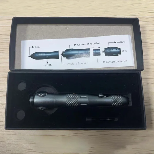 Aluminum Alloy Tactical Pen Multi-Functional Fingertip Gyro Pen with Light, Glass Breaker, and Survival Tools for Anti-Wolf Defense and Decompression - Image 6