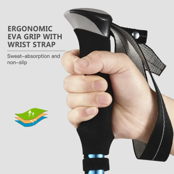 Ultralight 5-Fold Collapsible Trekking Pole An Essential Walking Stick for Hiking, Camping, and Mountaineering - Image 5