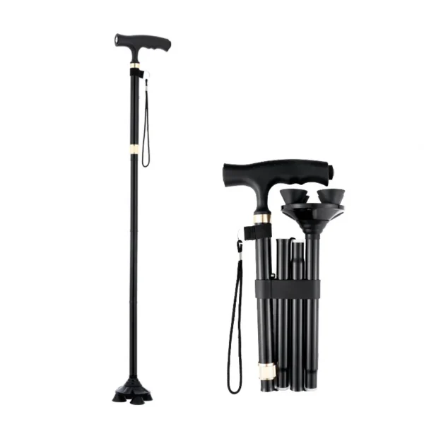 Telescopic Folding Walking Cane with Aluminum Alloy Construction, Doubling as a Baton and Crutch for Hiking, Trekking, and North Pole Expeditions - Image 4