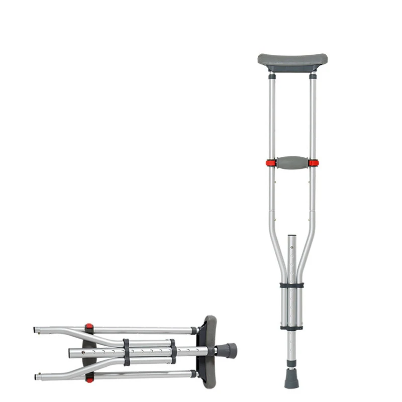 Aluminum Alloy Folding Armpit Crutch - Adjustable Walker for Elderly & Toddler Rehabilitation spring loaded crutches collapsible crutches