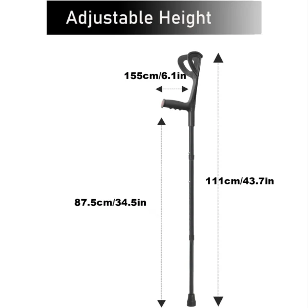 Lightweight Adjustable Forearm Canes with Ergonomic Design, Comfortable Grip, and Non-Skid Rubber Tips - Image 2