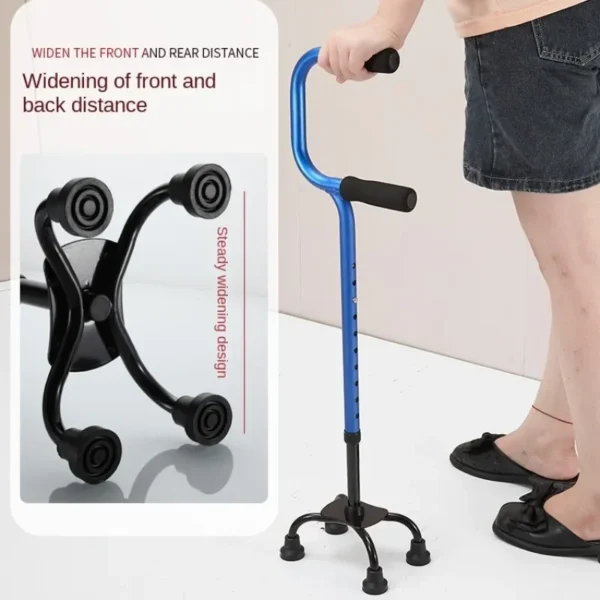 Double Curved Handrail Design Four-Legged Crutches for Adults | Non-Slip Four-Corner Walking Stick | Get-Up Walker for the Elderly - Image 2