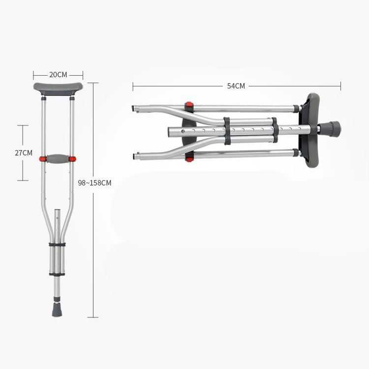 Aluminum Alloy Folding Armpit Crutch - Adjustable Walker for Elderly & Toddler Rehabilitation spring loaded crutches collapsible crutches