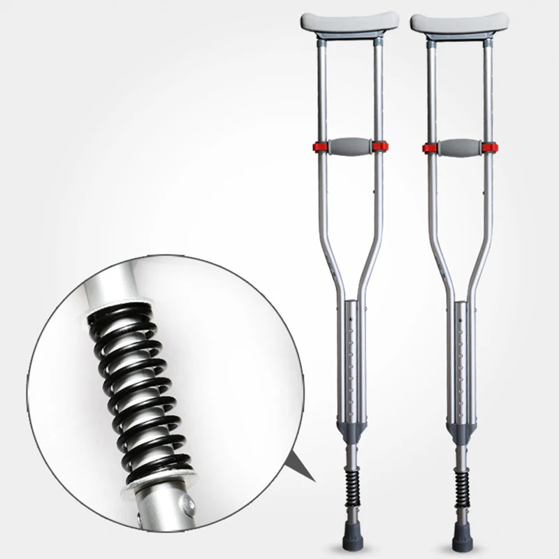 Aluminum Alloy Folding Armpit Crutch - Adjustable Walker for Elderly & Toddler Rehabilitation spring loaded crutches collapsible crutches
